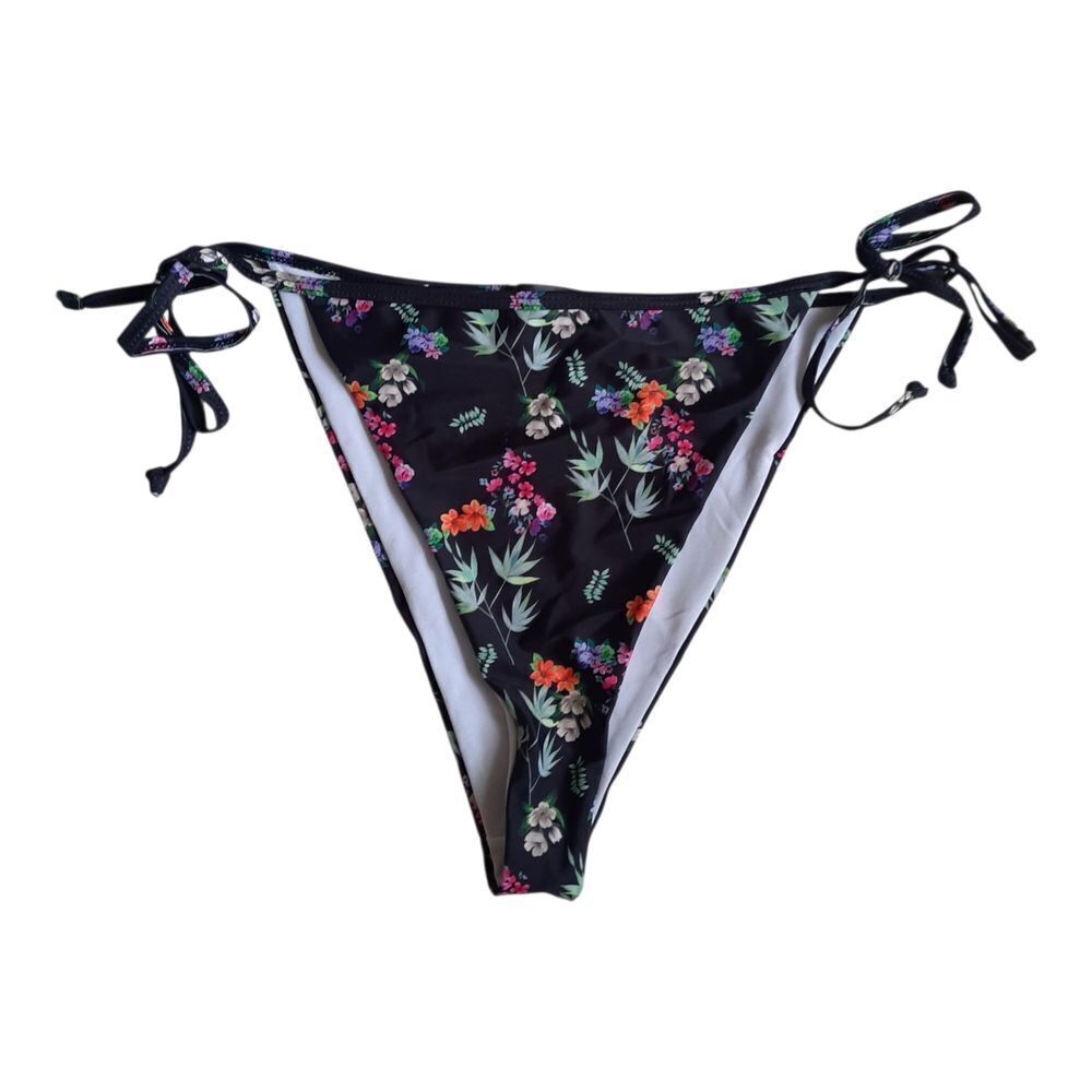 Missguided Black Floral Thong Bikini Bottom
